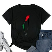 Women palestine football club tee shirt T-Shirt Black Small