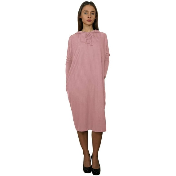 Womens Ribbed Knit Hoodie Comfy Dress