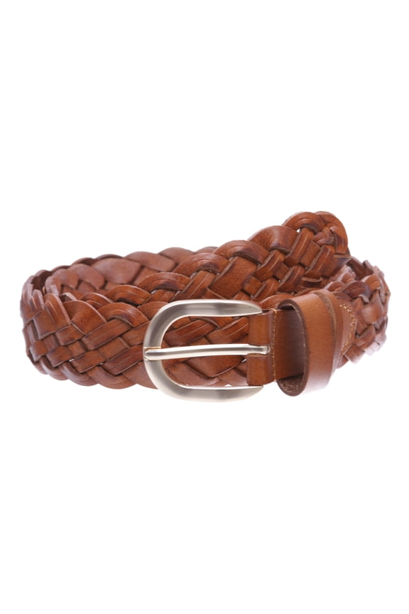 Women's 1 1/2" (38mm) Braided Woven Vintage Cowhide Full Grain Leather Belt