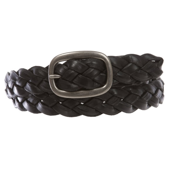 Women's 1 1/4" Braided Woven Cowhide Top Full Grain Solid Two-Tone 3D Style Vintage Leather Belt