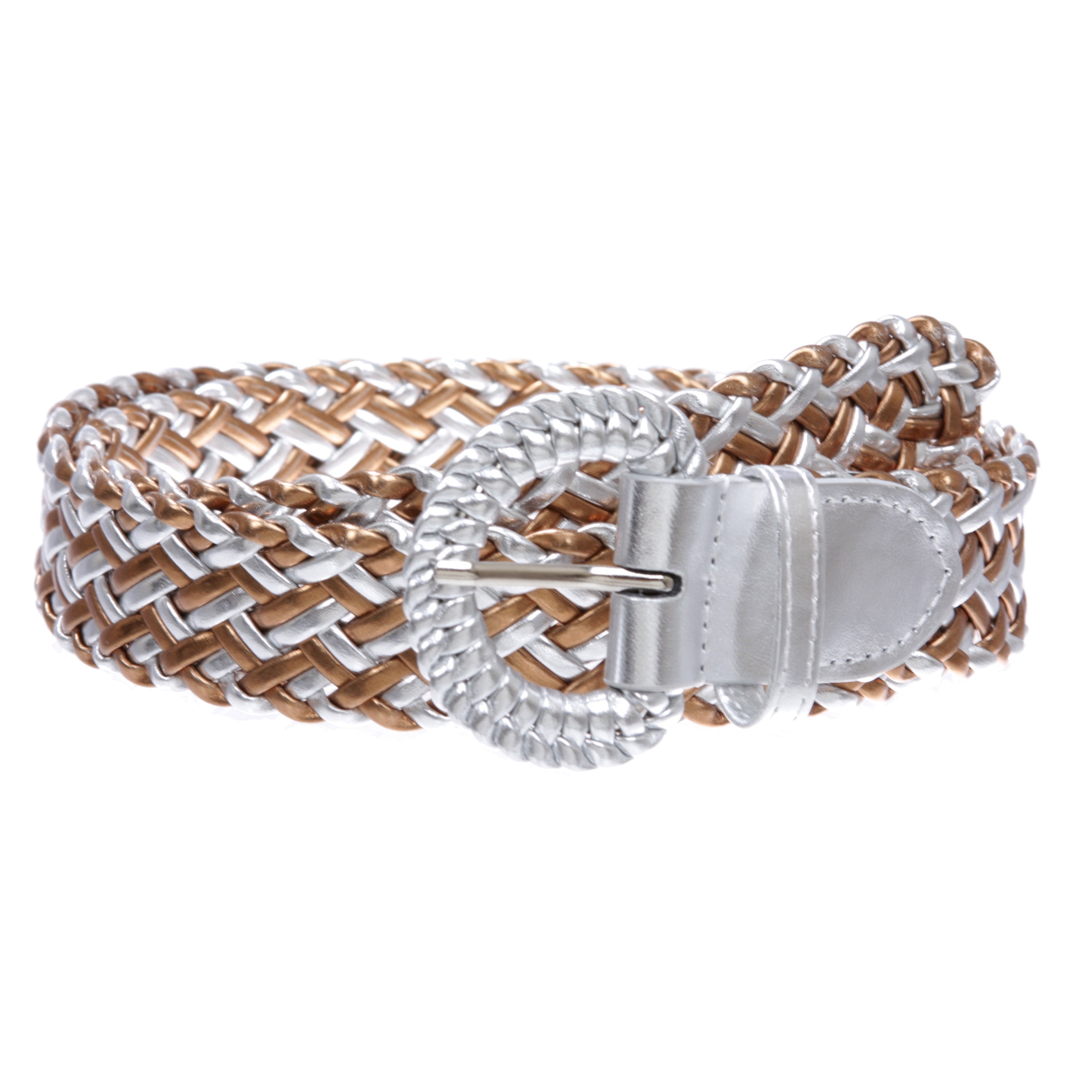 Wide woven metallic leather belt Classic Wide Braided Leather Belt – Moxie Mercantile main image 3