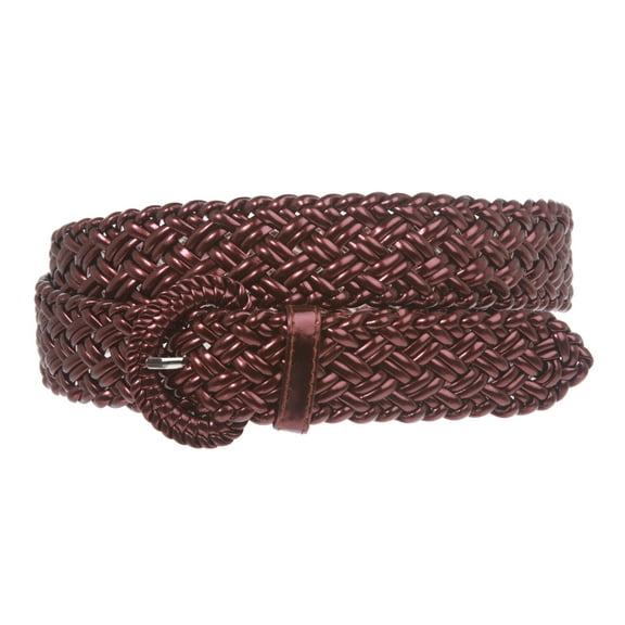 Women's 1 1/4" Inch Wide Hand Made Metallic Braided Woven Casual Belt