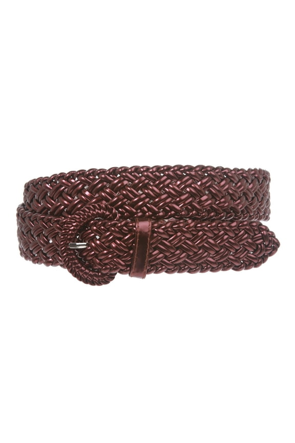 Women's 1 1/4" Inch Wide Hand Made Metallic Braided Woven Casual Belt