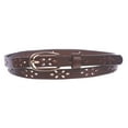 thumbnail image 1 of Women's 1/2" (12mm) Skinny Perforated Floral Hollow Out One Piece Cowhide Full Grain Leather Belt, 1 of 1