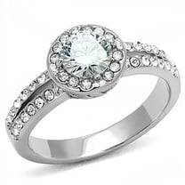 Women's 1.2 Ct Round Cut Zirconia Stainless Steel Halo Engagement Ring Size 7