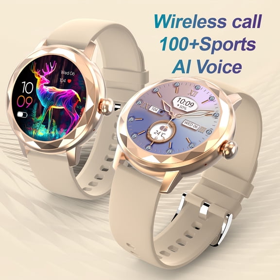Women's 1.2'' Smartwatch - Wireless Call, Voice Assistant, 100+ Sport Modes, Fitness Tracker, for iOS & Android, Ideal Gift