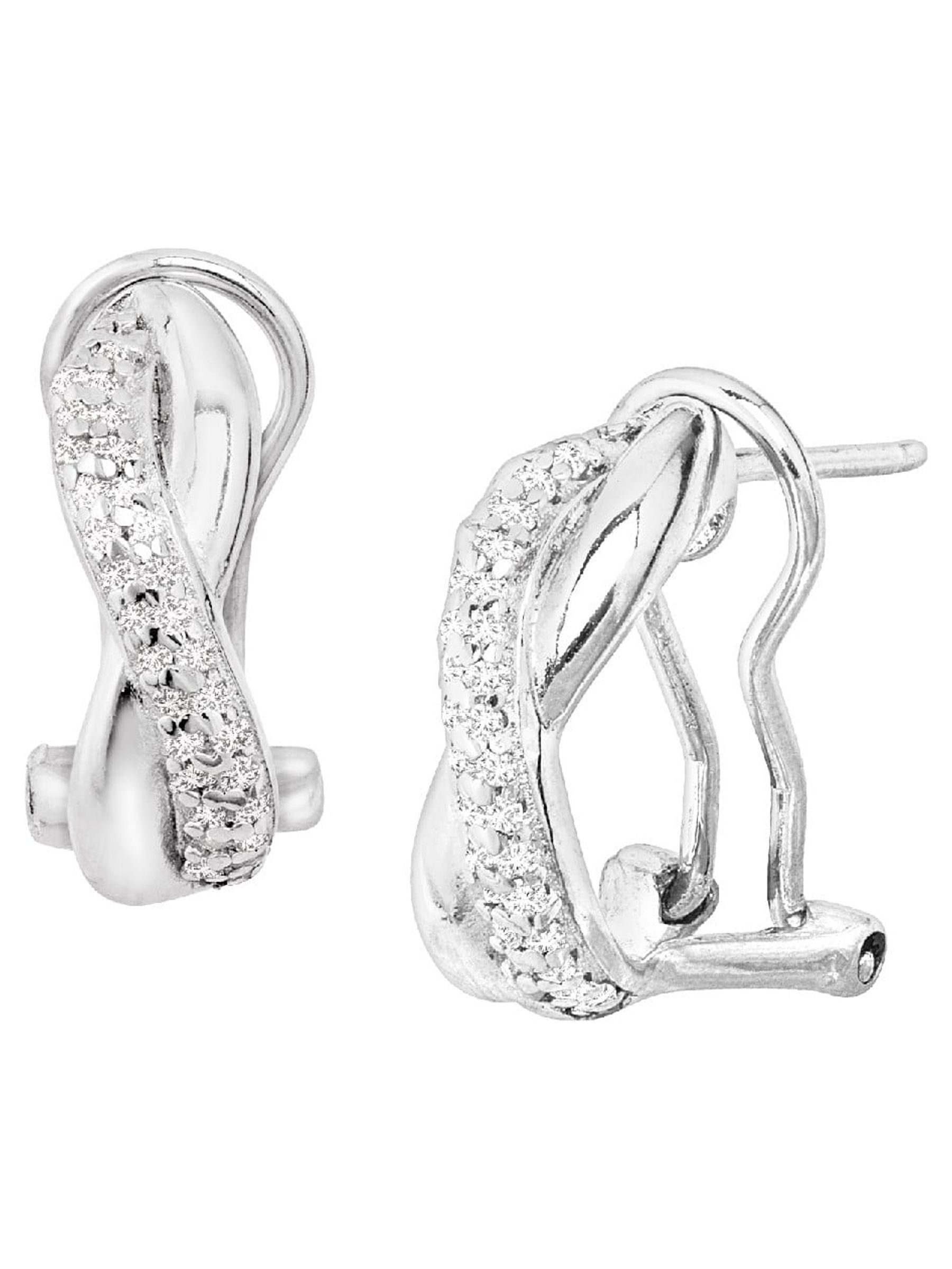 Women's 1/2 ct Diamond x' Hoop Earrings in Sterling Silver