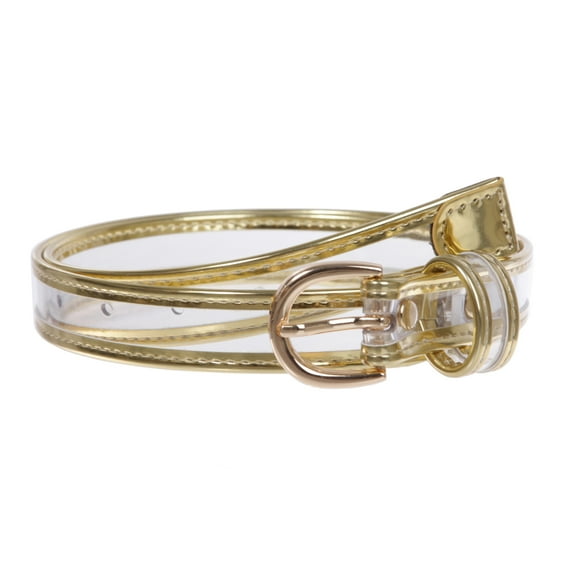 Women's 1" (25 mm) Color-Trimmed Patent Leather Transparent Clear Jelly Belt