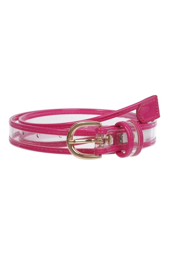 Women's 1" (25 mm) Color-Trimmed Patent Leather Transparent Clear Jelly Belt