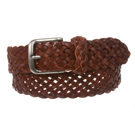 Women's 1 3/8" Braided Woven Solid Leather Belt