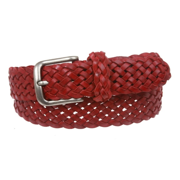 Women's 1 3/8" Braided Woven Solid Leather Belt