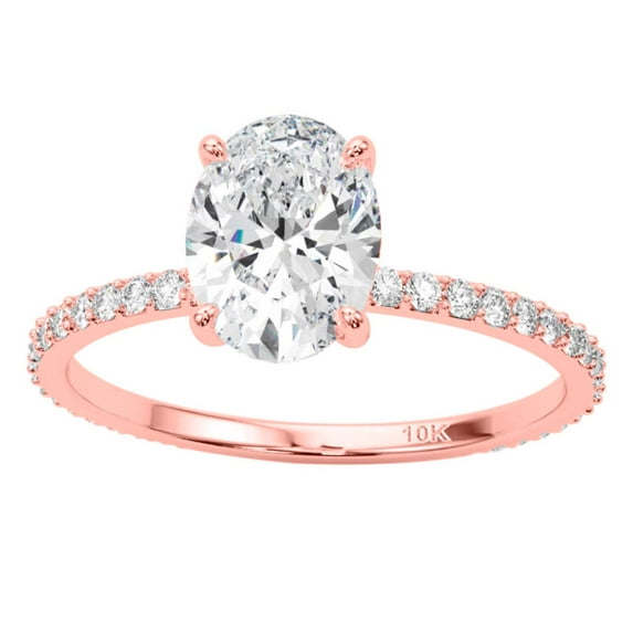 Women's 1.35 Ctw Oval Lab-Grown Diamond Ring in 10K White, Rose, and Yellow Gold in G-H Color & VS1 Clarity