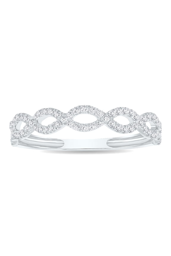 Women's 1/4 Carat TW 3mm Double Row Twisted Diamond Wedding Band in 10K White Gold