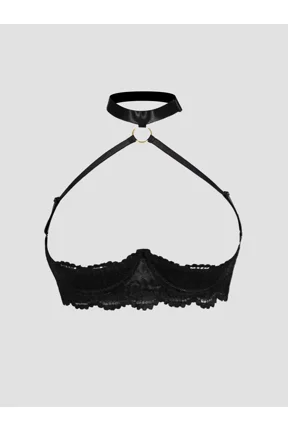 Women's 1/4 Cup Lace Bra Balconette Halter Lace Underwired Demi Spaghetti Strap Supportive Lingerie Bra