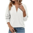 thumbnail image 1 of Women's 1/4 Zip Pullover Sweatshirt with Pocket Solid Color Loose Crewneck Quarter Zipper Fall Winter Tops (XL, White), 1 of 6