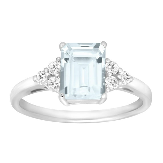 Women's 1 5/8 ct Natural Aquamarine & White Topaz Ring in Sterling Silver