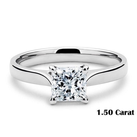 Silver Pickup Rings Women’s 1.50 CT Princess Cut Lab Grown Diamond Engagement Ring in 925 ...