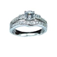 thumbnail image 1 of Women's 1.50 Ct Two Piece Three Stone Cz Wedding Ring Set Sterling Silver Rhodium Plated, 1 of 5