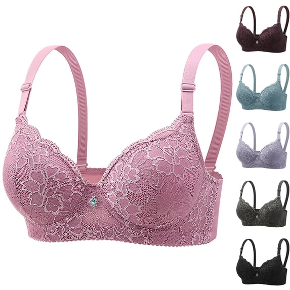 Women's 1-Pack Flower Gathered Bras, Daily Bras,, Wirefree No Rims, No Underwire, Comfortable, Anti-Sagging, Breathable, Soft, Plus Size, Large Bust, Women's Underwear for Daily