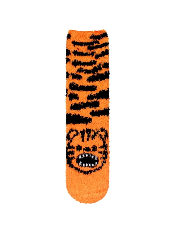 Women's 1 Pair Super Soft Cute Fuzzy Cozy Warm Animal Face Indoor Outdoor Cabin Crew Home Socks, Tiger