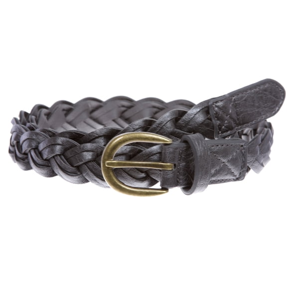 Women's 1" Skinny Narrow Braided Woven Non-Leather Vintage Belt