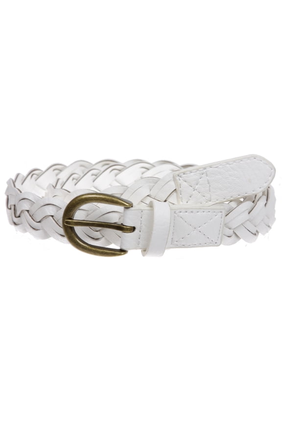 Women's 1" Skinny Narrow Braided Woven Non-Leather Vintage Belt