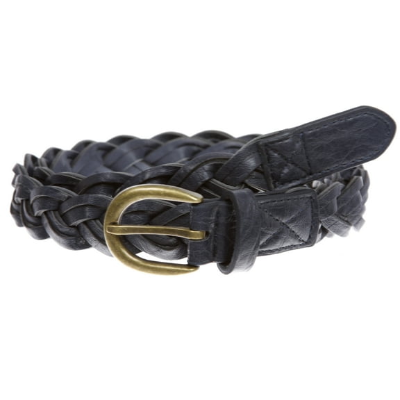 Women's 1" Skinny Narrow Braided Woven Non-Leather Vintage Belt