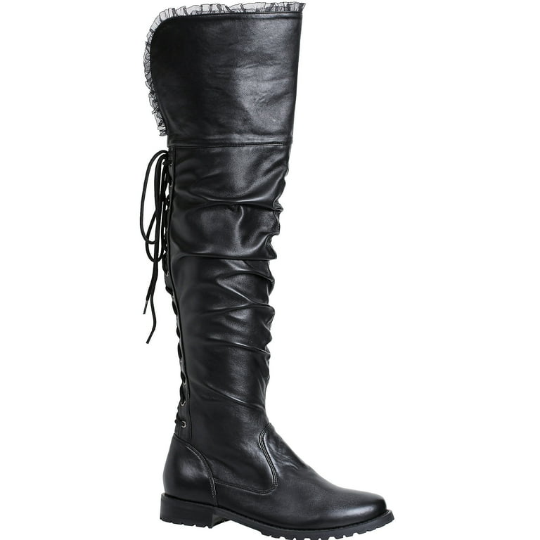 Women's inch Heeled Over the Knee Black Pirate Boot Halloween