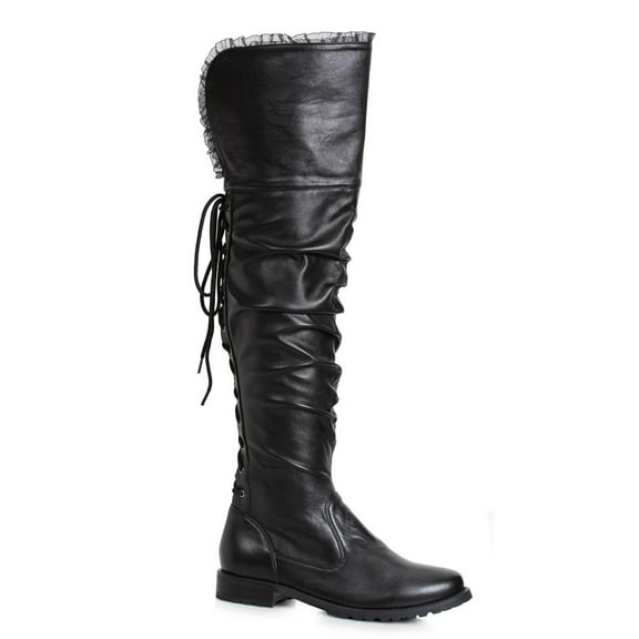 Women's 1 inch Heeled Over the Knee Black Pirate Boot Halloween Costume Accessory