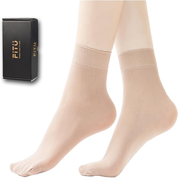 Women's 10-24 Pairs (in Gift Box) Ankle High Sheer Nylon Socks Soft Tight Hosiery with Reinforced Toe