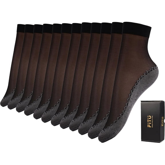Women's 10-24 Pairs (in Gift Box) Ankle High Sheer Nylon Socks Soft Tight Hosiery with Reinforced Toe