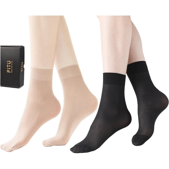 Women's 10-24 Pairs (in Gift Box) Ankle High Sheer Nylon Socks Soft Tight Hosiery with Reinforced Toe