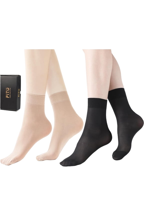 Women's 10-24 Pairs (in Gift Box) Ankle High Sheer Nylon Socks Soft Tight Hosiery with Reinforced Toe