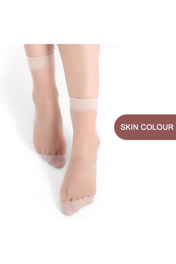 Women's 10 Pairs Ankle High Sheer Nylon Socks Soft Tight Hosiery with Reinforced Toe
