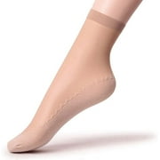 BROTTFOR Women's 10 Pairs Silky Anti-Slip Cotton Sole Sheer Ankle High Tights Hosiery Socks Reinforced Toe