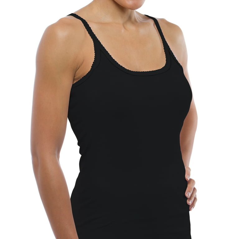 Women's 100% Cotton Camisole by Teri Lingerie Black, Size Small