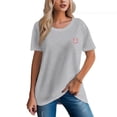 thumbnail image 1 of Women's 100% Cotton Comfortable Tee with Smile Print, 1 of 17