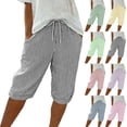 thumbnail image 1 of Women's 100% Cotton Loose Straight Wide Leg Shorts with Pocket, Mid Elastic Waist Drawstring Shorts, Casual Summer Beach Shorts, Womens Cotton | VerBelle,Pink S, 1 of 9