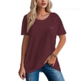 thumbnail image 1 of Women's 100% Cotton Regular Comfortable Tee with Simple Smile Design, 1 of 16