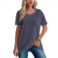 thumbnail image 1 of Women's 100% Cotton Regular Comfortable Tee with Simple Smile Design, 1 of 7