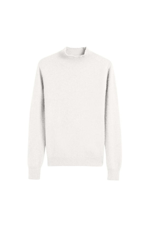 Women's 100% Cotton Seamless Sweater Mock Neck Long Sleeve Ribbed Knitted Pullover Tops