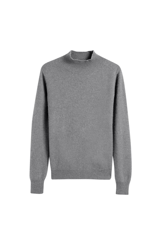 Women's 100% Cotton Seamless Sweater Mock Neck Long Sleeve Ribbed Knitted Pullover Tops