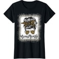 thumbnail image 1 of Women's 100% Cotton T-Shirt 180gsm - Bonus Mom T-shirt Leopard Print Messy Bun Stepmom Tee, Black Comfortable Breathable Soft Tee, 1 of 6