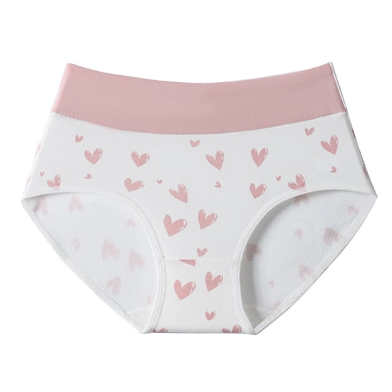 Women's 100% Cotton Underwear Cute Printed High Waist Plus Size Comfy Soft Hipster Breathable Lightweight Sports Panties M-2XL