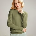 thumbnail image 1 of Women's 100% Merino Wool 2024 Fall Winter First-Line Ready to Wear Long Sleeve Seamless Knit Crewneck Sweater Army Green M, 1 of 9