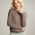 thumbnail image 1 of Women's 100% Merino Wool 2024 Fall Winter First-Line Ready to Wear Long Sleeve Seamless Knit Crewneck Sweater Coffee M, 1 of 9