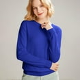 thumbnail image 1 of Women's 100% Merino Wool 2024 Fall Winter First-Line Ready to Wear Long Sleeve Seamless Knit Crewneck Sweater Dark Blue XL, 1 of 9