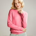 thumbnail image 1 of Women's 100% Merino Wool 2024 Fall Winter First-Line Ready to Wear Long Sleeve Seamless Knit Crewneck Sweater Hot Pink M, 1 of 9