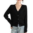 thumbnail image 1 of G Guzemor Women's 100% Merino Wool Lightweight V-Neck Cardigan Sweater Button Down Long Sleeve Knitwear Outwear Tops, 1 of 5