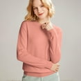 thumbnail image 1 of Women's 100 Percent Pure Wool Sweater Long Sleeve Pullover Crew Neck Tops for Woman Watermelon Red S, 1 of 9